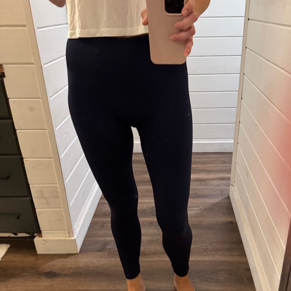 SPANX Look at Me Now Tummy Control Leggings Blue Port Navy Size S